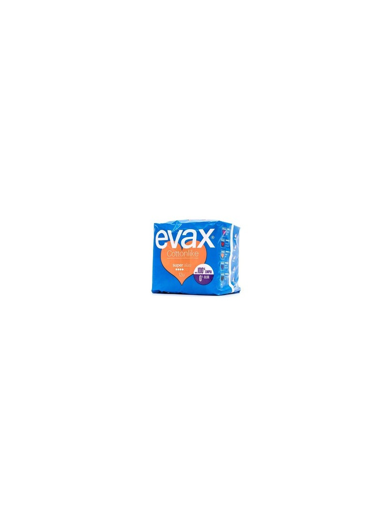 COMPRESAS HIGIENICAS FEMENINAS EVAX COTTONLIKE SUPER CON ALAS 12 COMPRESAS
