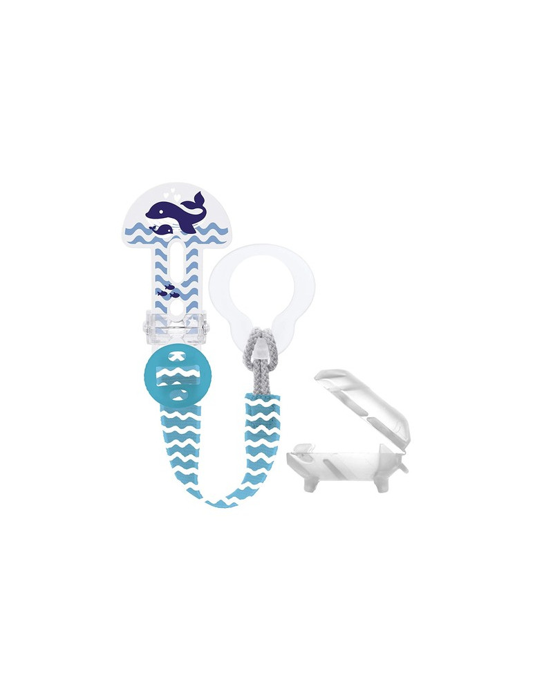 BROCHE PARA CHUPETE Y CUBIERTA DE PROTECCION MAM AZUL