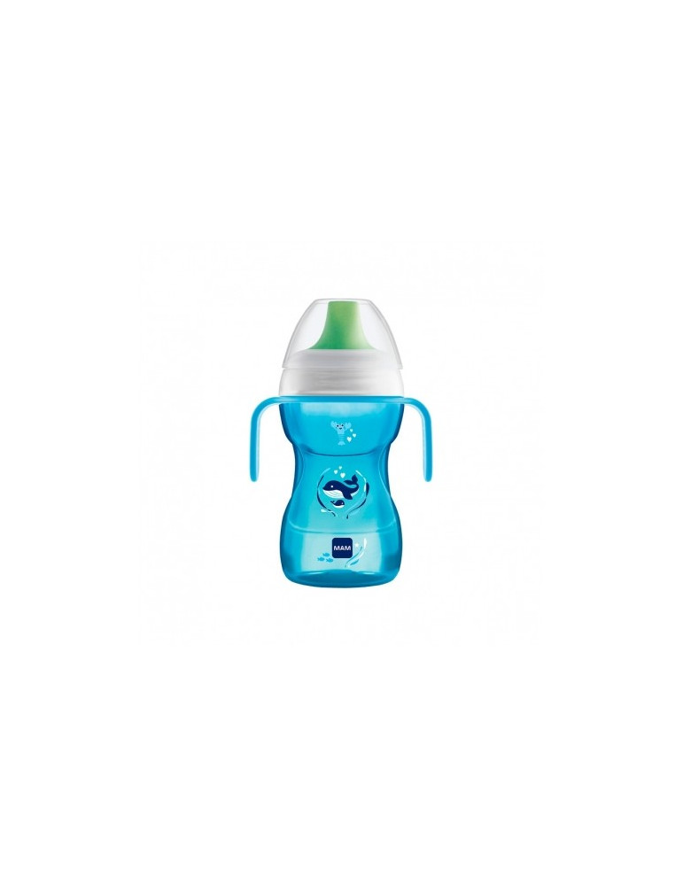 VASO CON BOQUILLA DURA MAM FUN TO DRINK CUP AZUL +8 M 270 ML