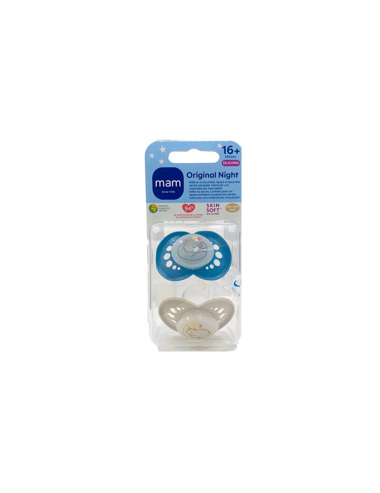 CHUPETE SILICONA MAM ORIGINAL 16+ M AZUL PACK DOBLE