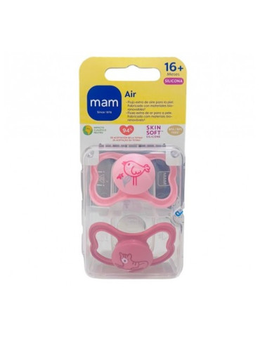 CHUPETE SILICONA MAM AIR 16+ ROSA PACK DOBLE
