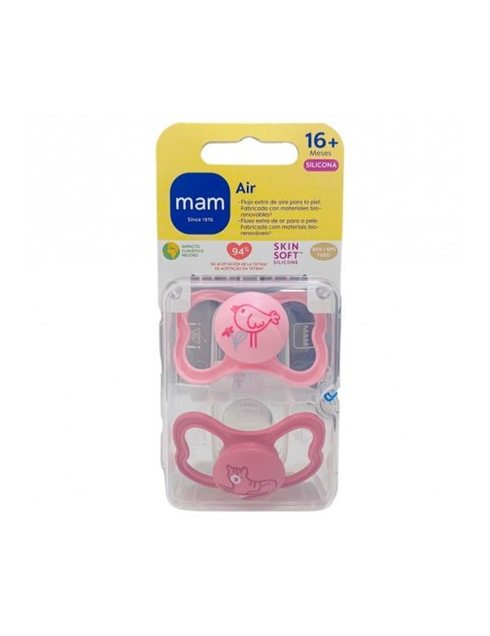CHUPETE SILICONA MAM AIR 16+ ROSA PACK DOBLE