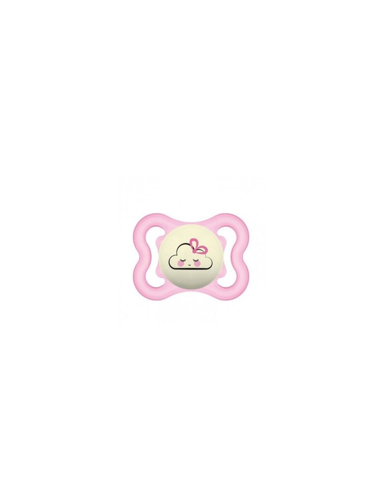 CHUPETE SILICONA SIMETRICA MAM SUPREME NIGHT 1 UNIDAD ROSA 6+ MESES
