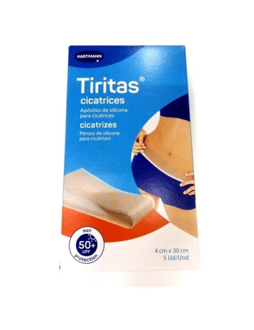 TIRITAS CICATRICES SILICONA APOSITO ADHESIVO 5 UNIDADES 30 CM X 4 CM