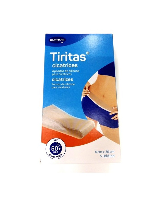 TIRITAS CICATRICES SILICONA APOSITO ADHESIVO 5 UNIDADES 30 CM X 4 CM