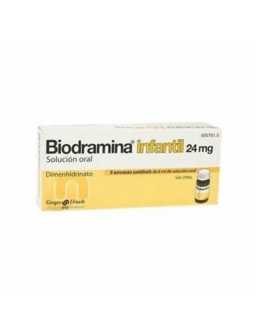 BIODRAMINA INFANTIL 24 MG 5 ENVASES UNIDOSIS SOLUCION ORAL 6 ML