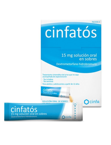 CINFATOS ANTITUSIVO 15 MG 18 SOBRES SOLUCION ORAL