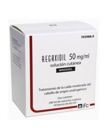 REGAXIDIL 50 MG/ML SOLUCION CUTANEA 4 FRASCOS 60 ML