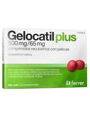 GELOCATIL PLUS 500 MG/65 MG 20 COMPRIMIDOS RECUBIERTOS