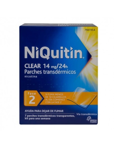 NIQUITIN CLEAR 14 MG/24 H 14 PARCHES TRANSDERMICOS 78 MG