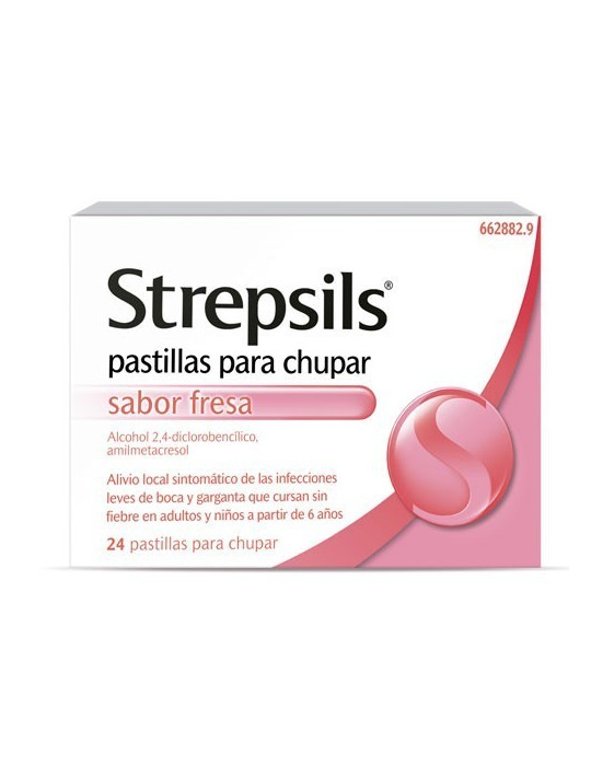 STREPSILS 24 PASTILLAS PARA CHUPAR (SABOR FRESA)