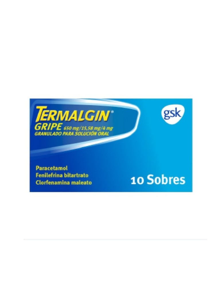 TERMALGIN GRIPE 650 MG/15,58 MG/4 MG 10 SOBRES GRANULADO PARA SOLUCION ORAL