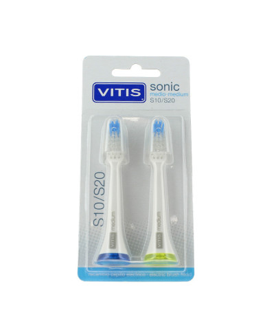 CEPILLO DENTAL ELECTRICO VITIS SONIC S10 / S20 MEDIO 2U RECAMBIO CABEZAL