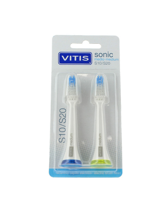 CEPILLO DENTAL ELECTRICO VITIS SONIC S10 / S20 MEDIO 2U RECAMBIO CABEZAL