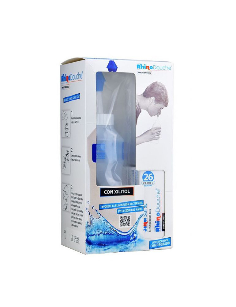 RHINODOUCHE PACK IRRIGADOR NASAL + SINUSAL XL 500 ML + 26 SOBRES MEZCLA DE SALES 5 G