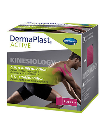 DERMAPLAST ACTIVE CINTA KINESIOLOGICA 1 UNIDAD 5 M X 5 CM COLOR ROSA