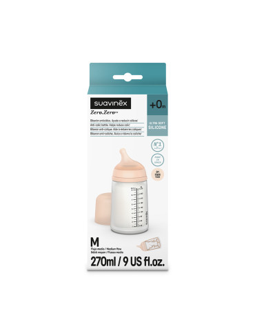 BIBERON ZERO ZERO ANTICOLICO SILICONA ANTICOLICO FLUJO M LACT MIXTA +3M 270 ML