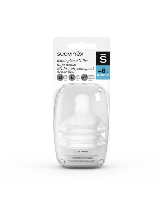 TETINA SILICONA FISIOLOGICA FLUJO L SX PRO SUAVINEX 2 UNIDADES