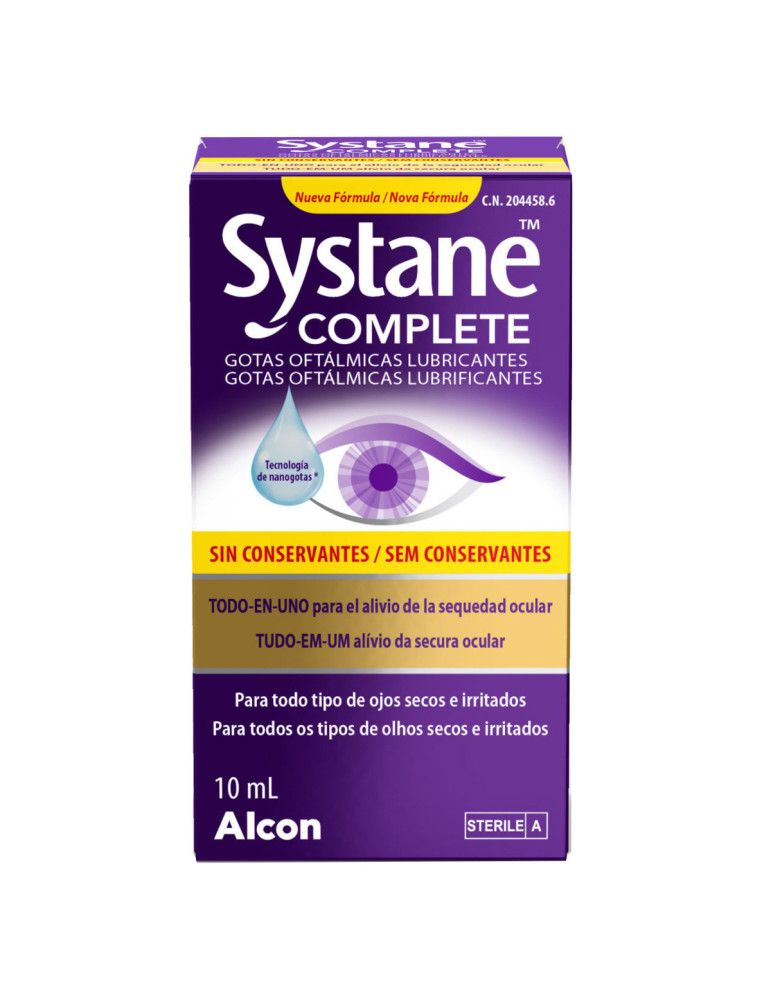 SYSTANE COMPLETE GOTAS OFTALMICAS LUBRICANTES SIN CONSERVANTES 1 FRASCO 10 ML